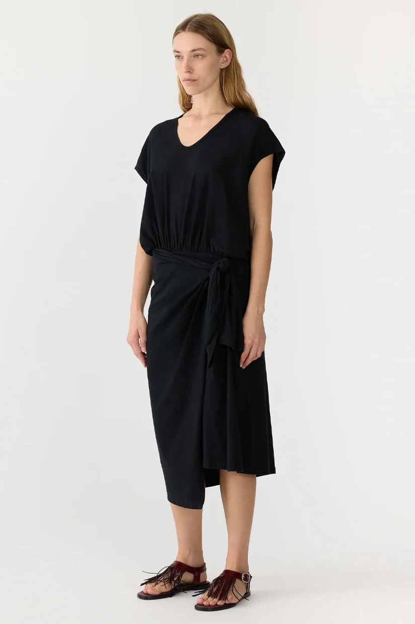 Bassike Wrap V-neck Tank Dress - Black - Image 2