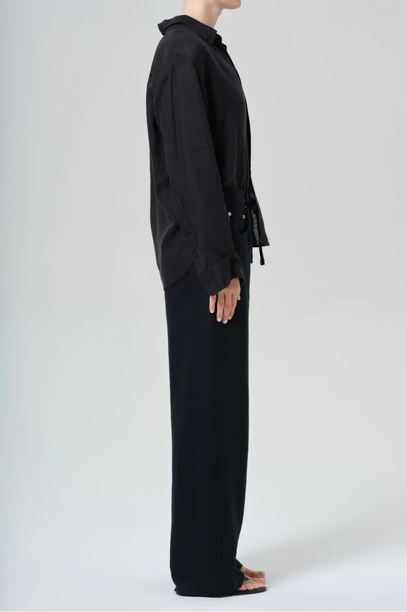 Citizens Of Humanity Brynn Drawstring Trousers - Black Linen - Image 3