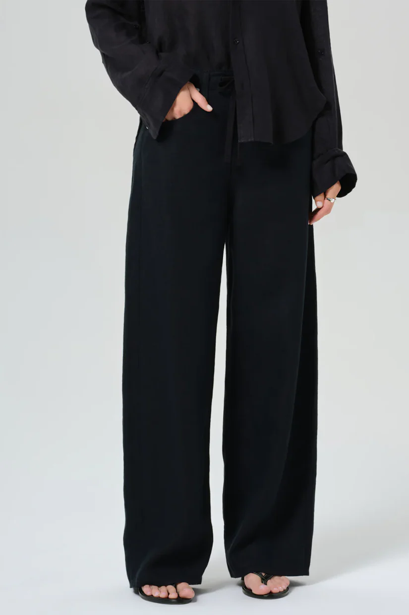 Citizens Of Humanity Brynn Drawstring Trousers - Black Linen - Image 4