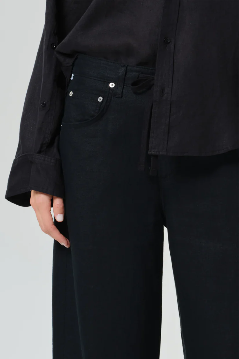 Citizens Of Humanity Brynn Drawstring Trousers - Black Linen - Image 5