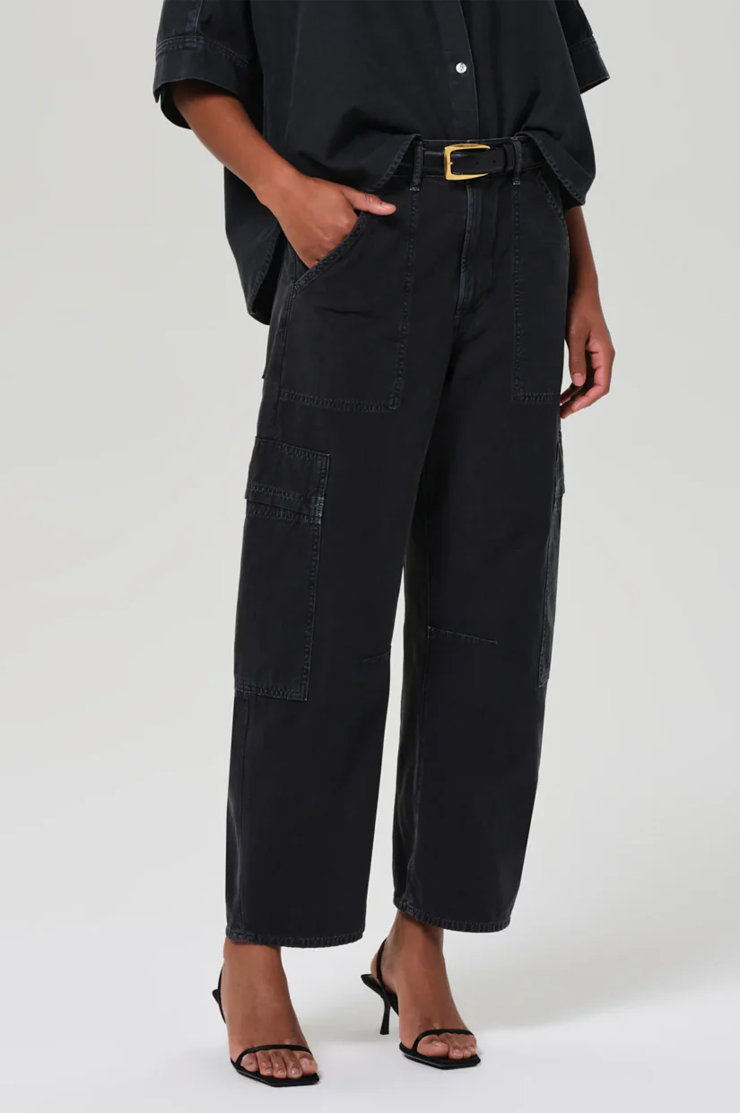 Citizens Of Humanity Marcelle Low Slung Easy Cargo - Washed Black - Image 4