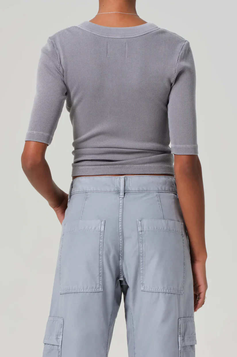 Citizens Of Humanity Nali Short Sleeve Henley - Balboa - Image 2