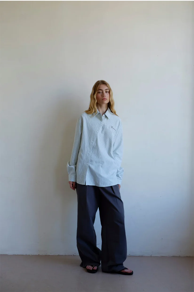 Commonplace Essentials Cortez Shirt - Mint Stripe - Image 2