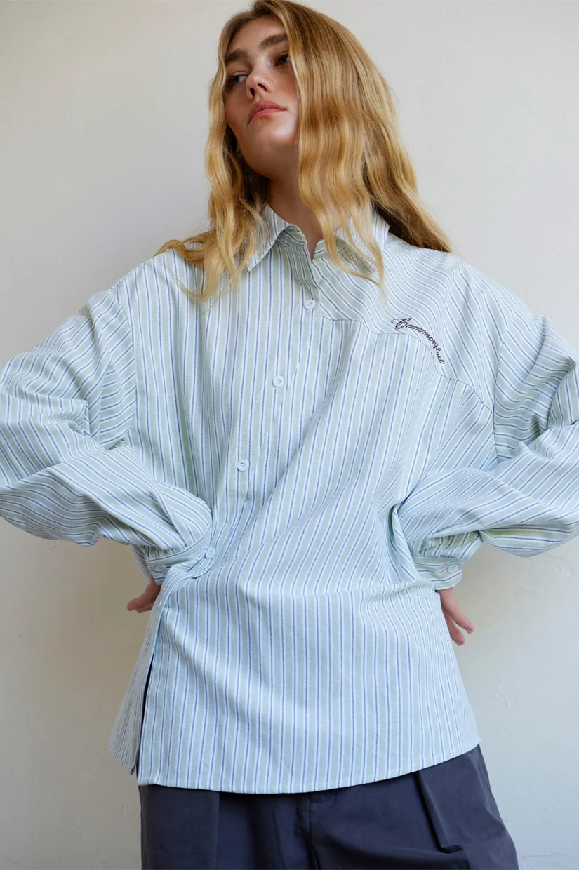 Commonplace Essentials Cortez Shirt - Mint Stripe - Image 3