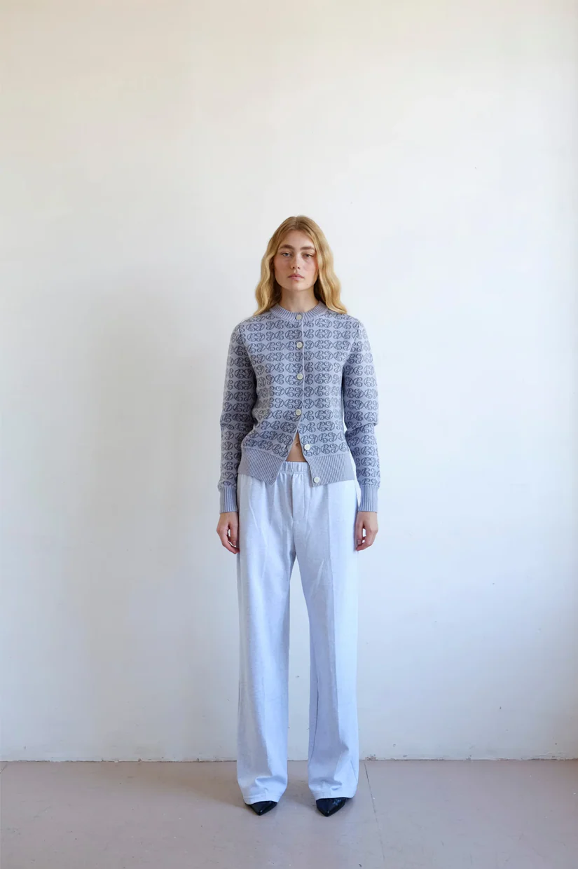 Commonplace Essentials CPD Monogram Cardigan - Sky/Navy