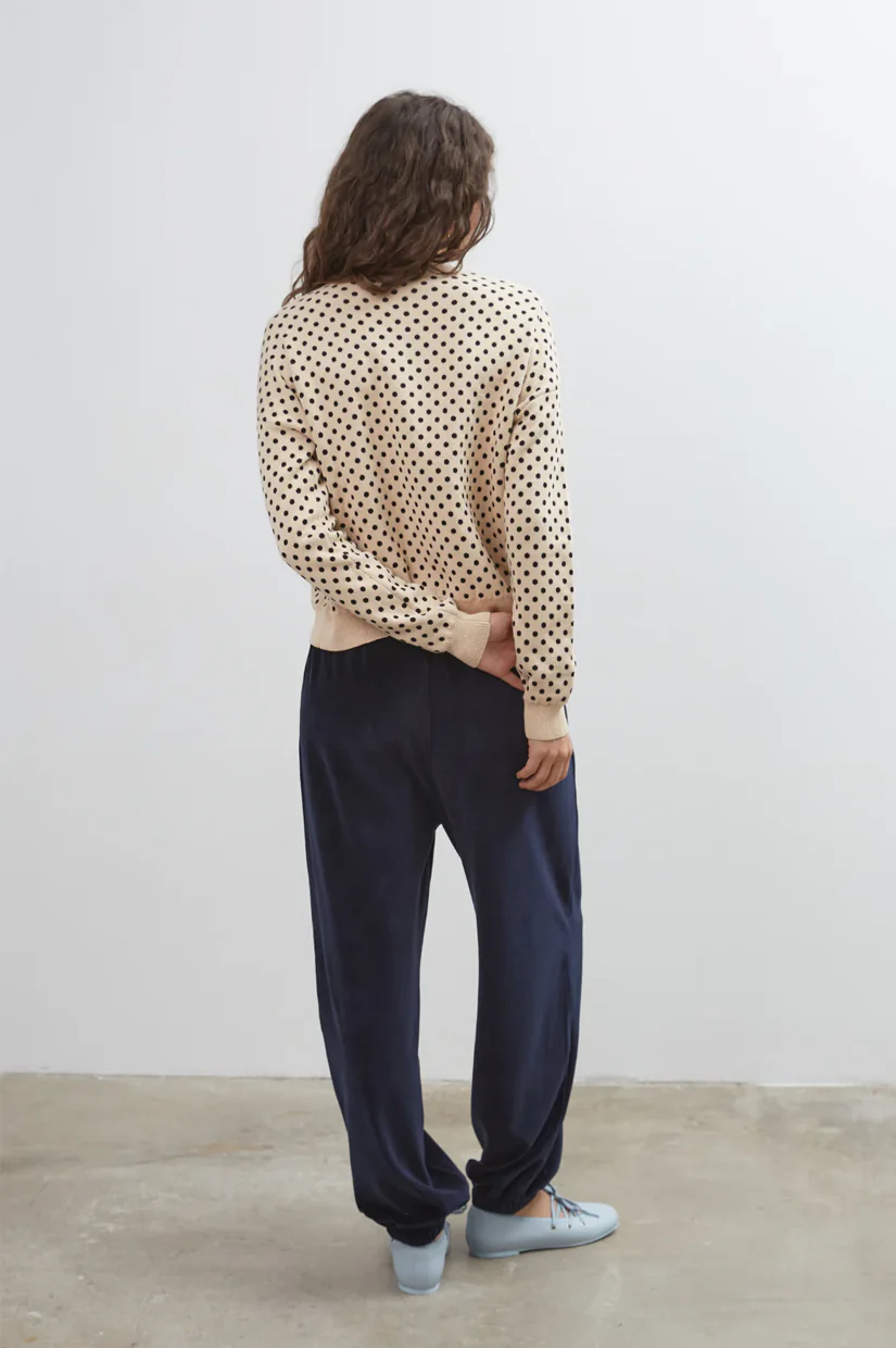 Commonplace Essentials Dawn Cotton Cardigan - Beige Polka Dot - Image 3