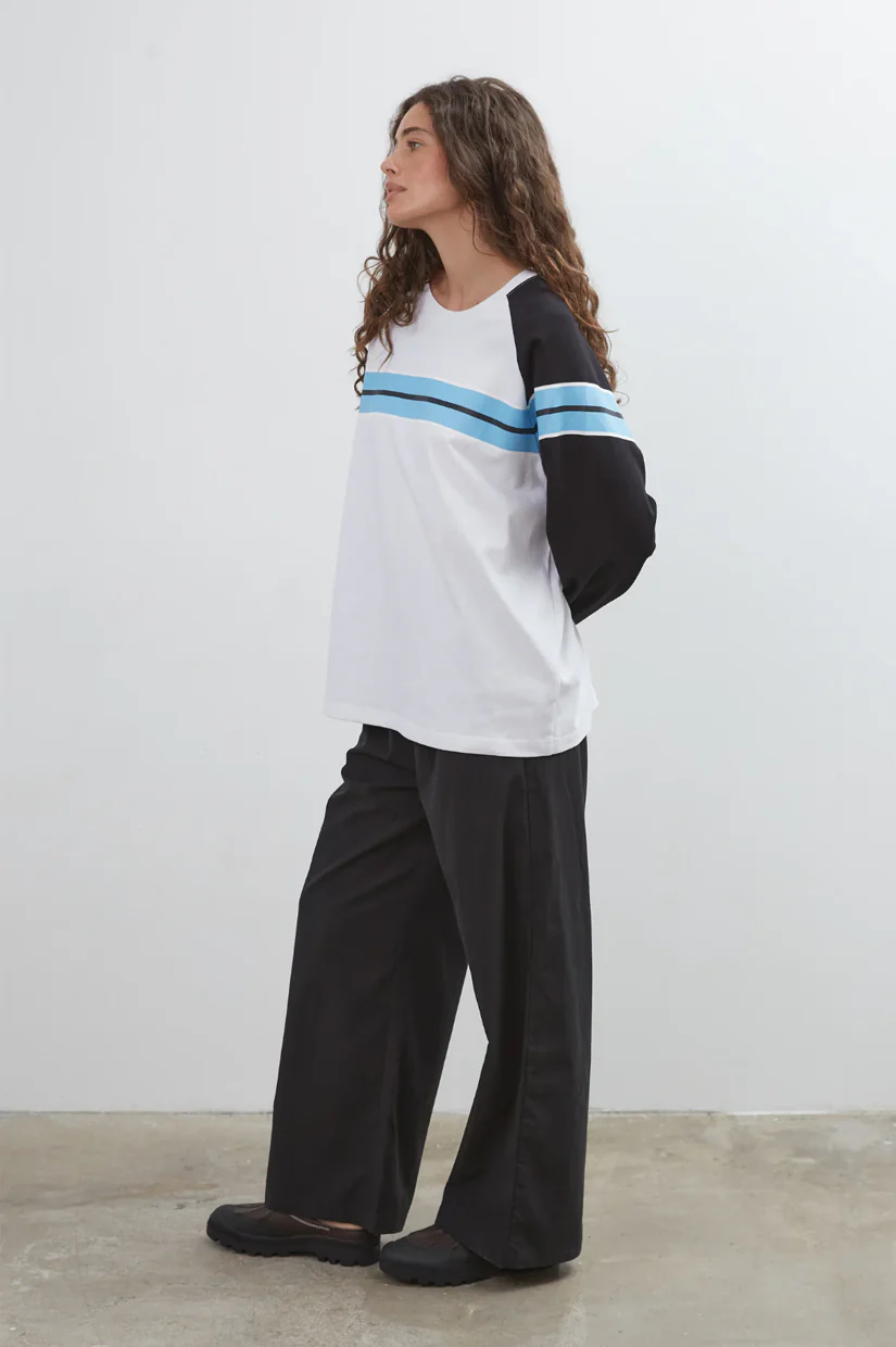 Commonplace Essentials Duty Raglan L/S - Black/White/Blue - Image 2