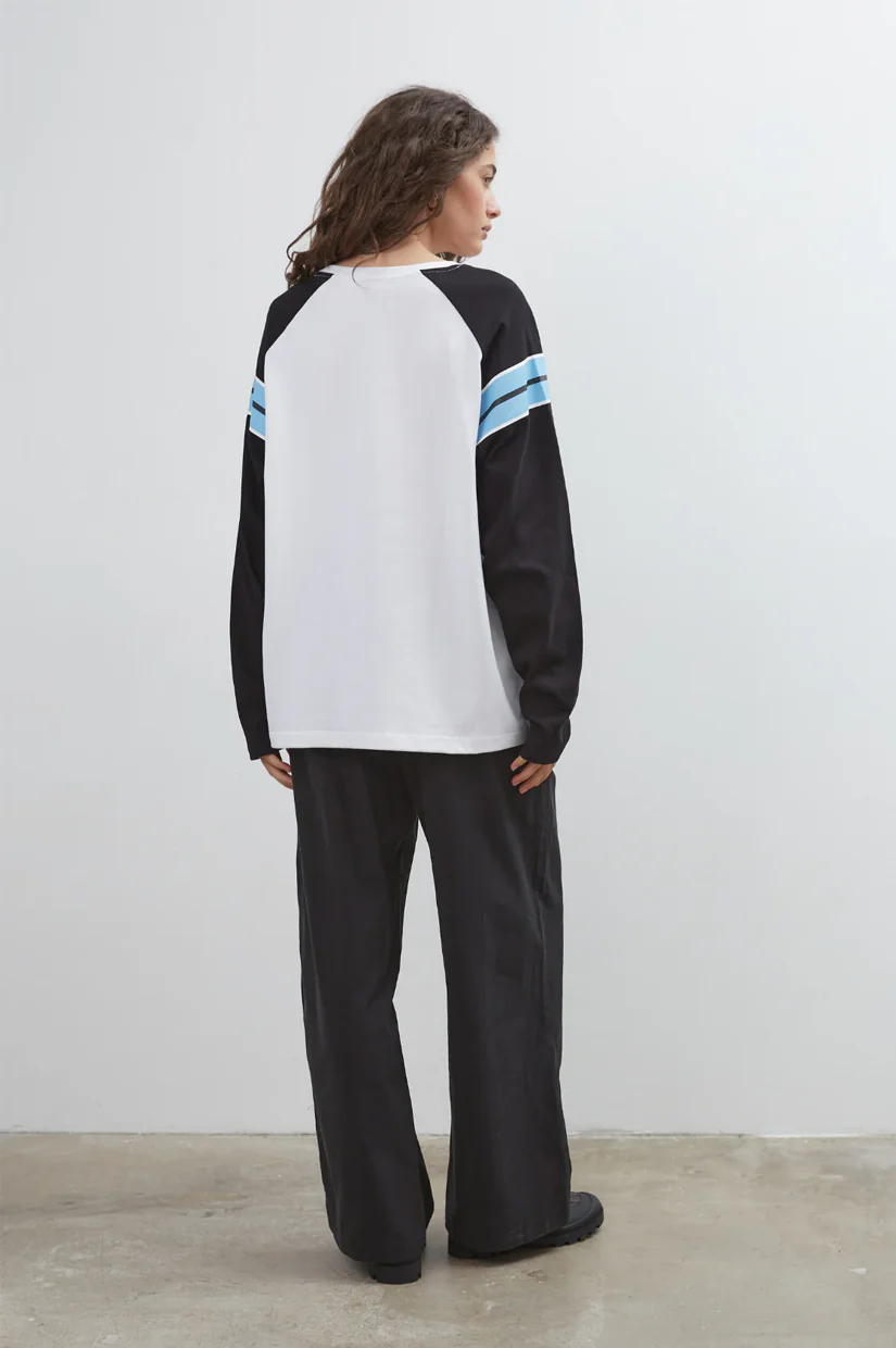Commonplace Essentials Duty Raglan L/S - Black/White/Blue - Image 3