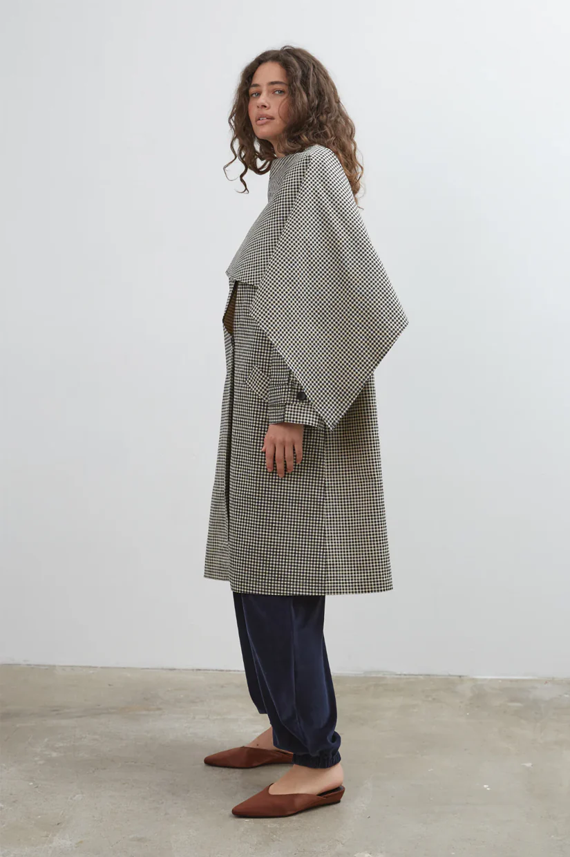 Commonplace Essentials Lady Gingham Trench - Black/White - Image 3