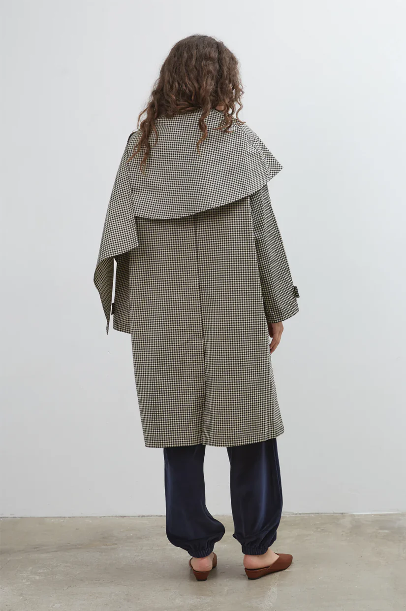Commonplace Essentials Lady Gingham Trench - Black/White - Image 4
