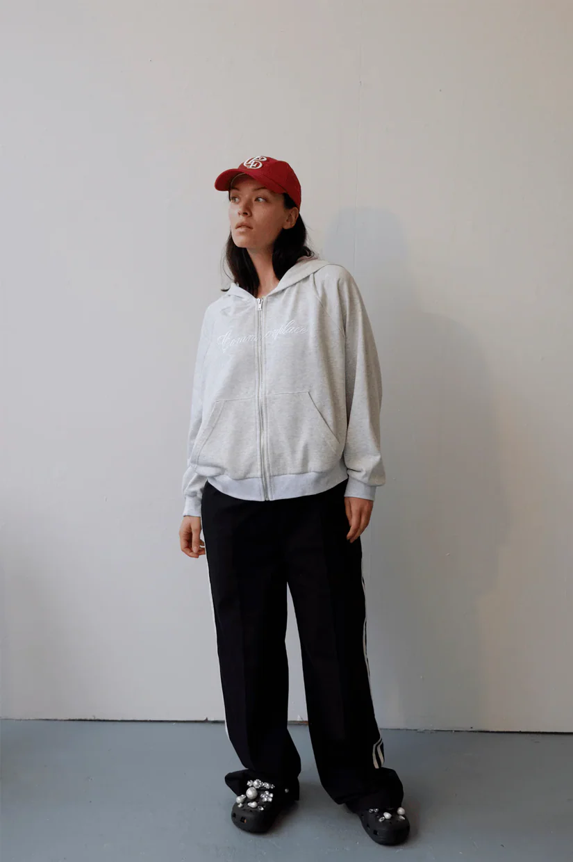 Commonplace Essentials Ralph Zip Up Hoodie - Light Grey - Image 3