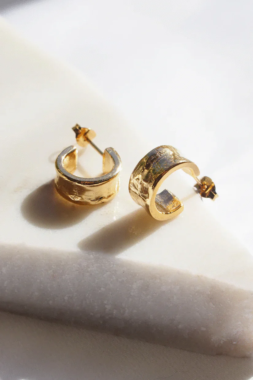 Creeps & Violets Squashed Hoops - Gold - Image 2