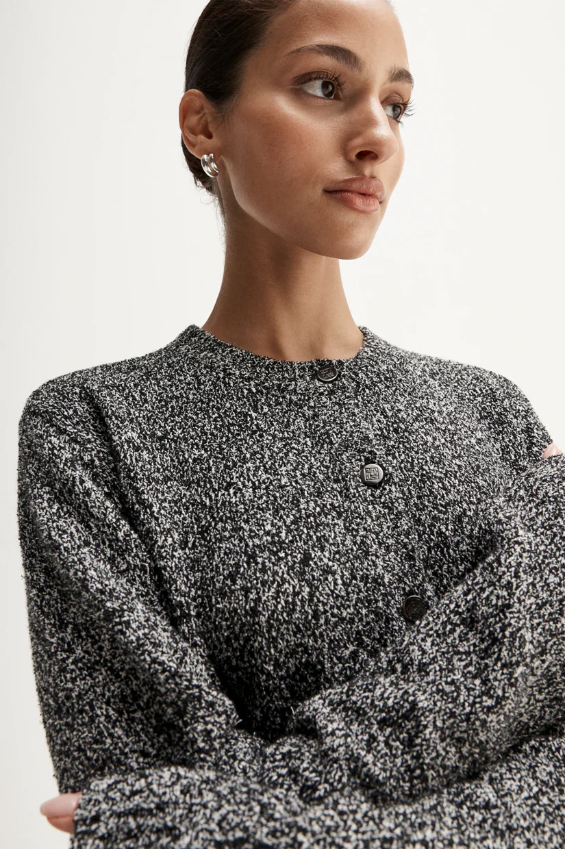 Elka Collective Marnie Knit Cardigan - Black Mix - Image 2