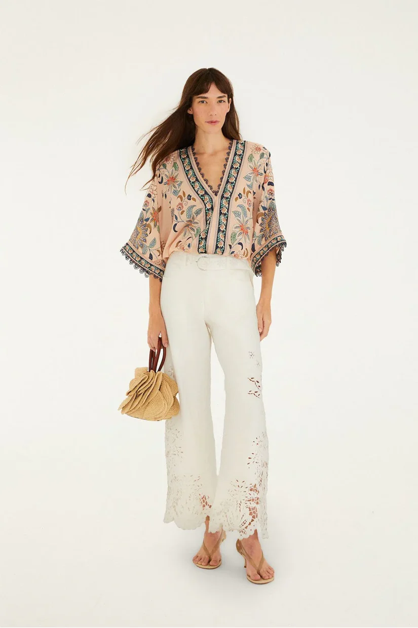 Farm Rio Floral Delhi Tapestry Light Pink Bodysuit