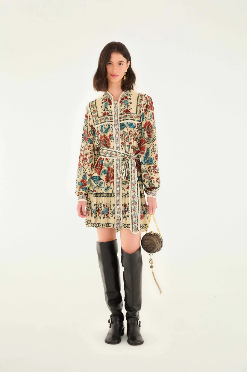 Farm Rio Francesca Mini Dress - Sand