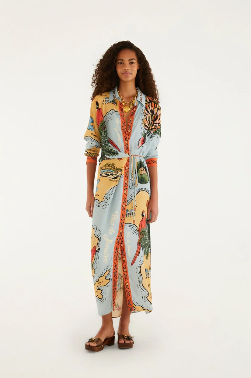Farm Rio Maxi Dress - Beaches Path Multi Colour