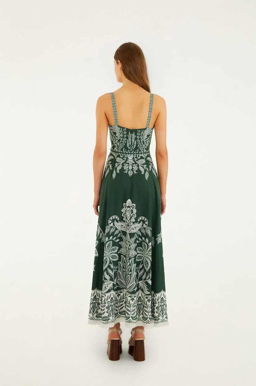 Farm Rio Miranda Maxi Dress - Dark Green - Image 3