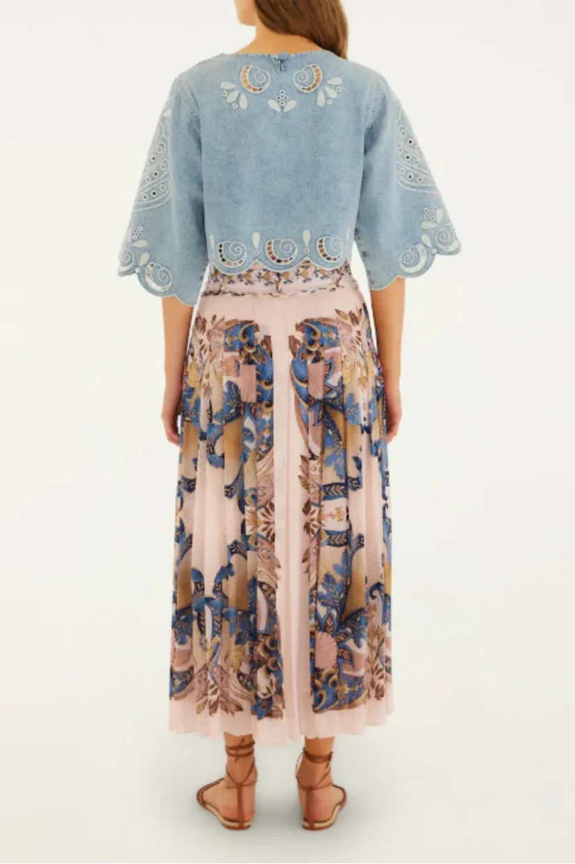 Farm Rio Sea Garden Scarf Soft Pink Maxi Skirt - Image 2
