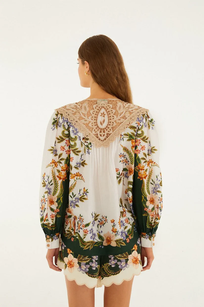 Farm Rio Short Sleeve Blouse - Nature Sand - Image 3