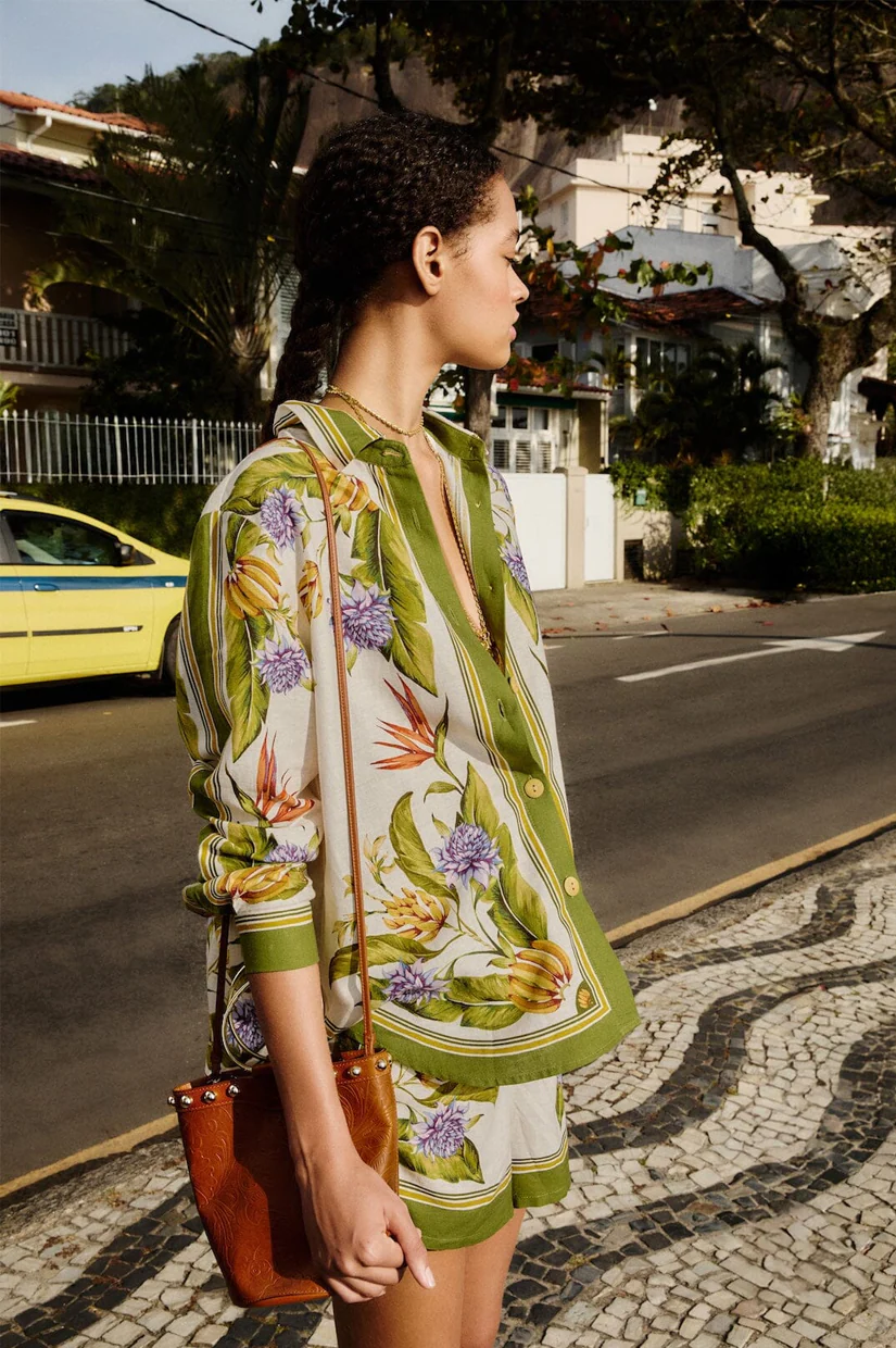 Farm Rio Tropical Scarf Sand Shirt - Image 2