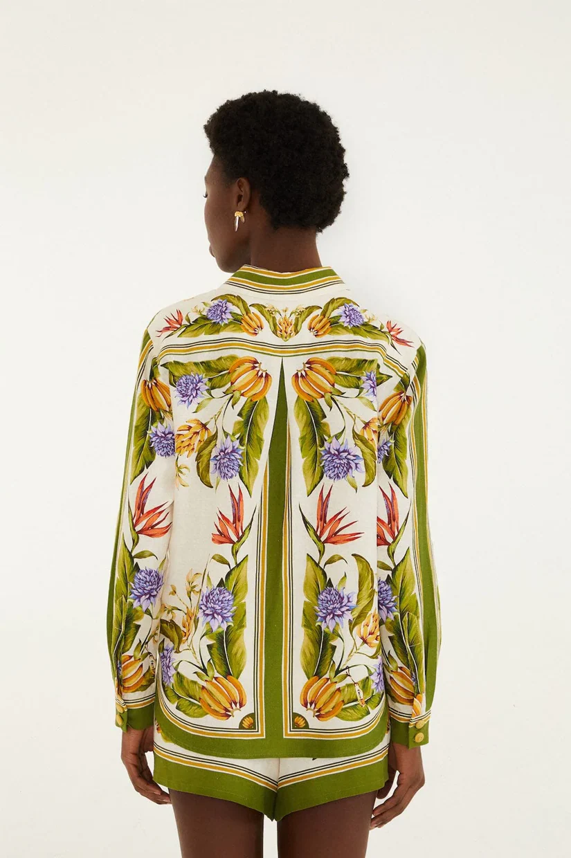 Farm Rio Tropical Scarf Sand Shirt - Image 3