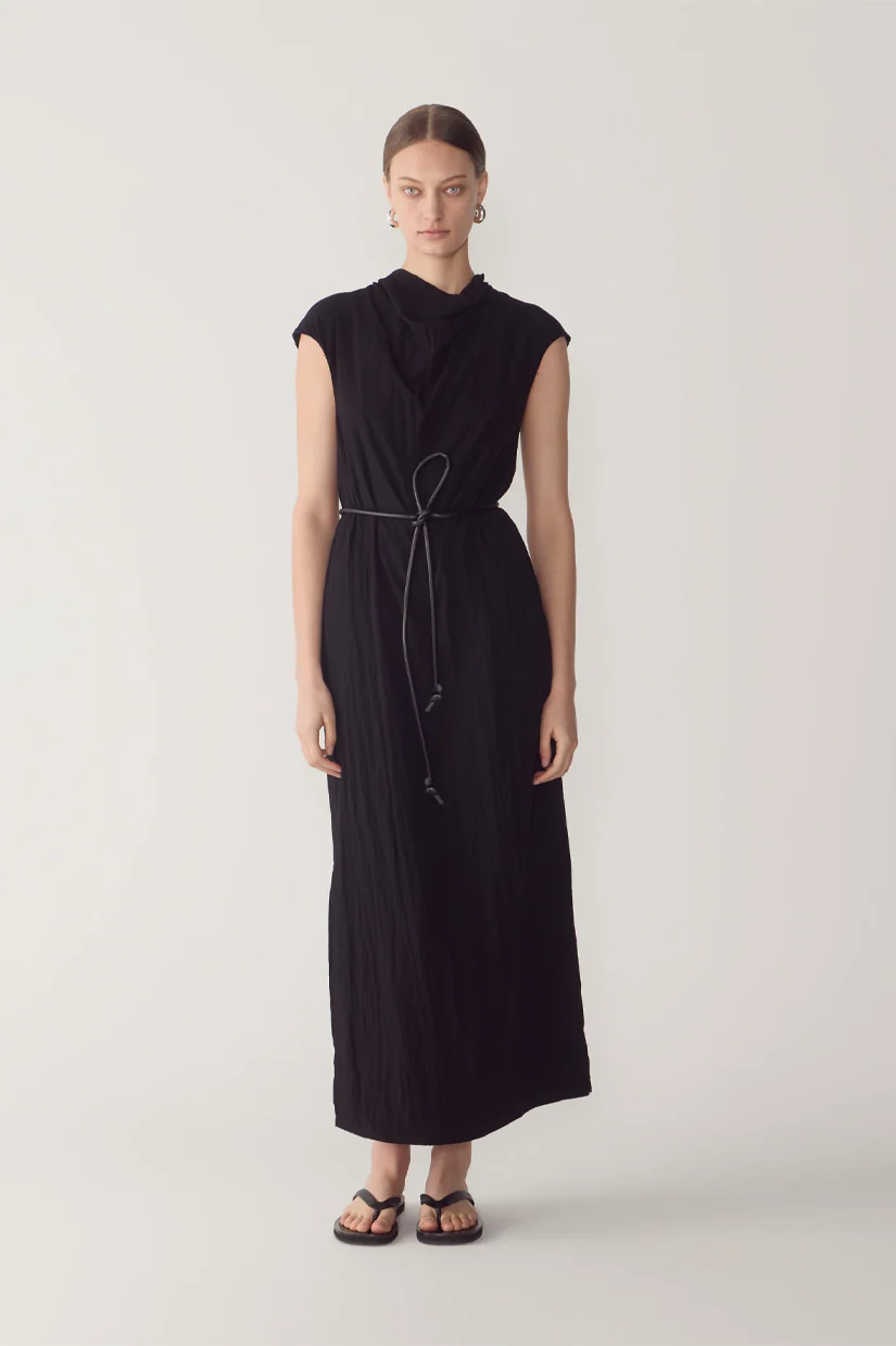 Foemina Faith Dress - Black Textured Viscose