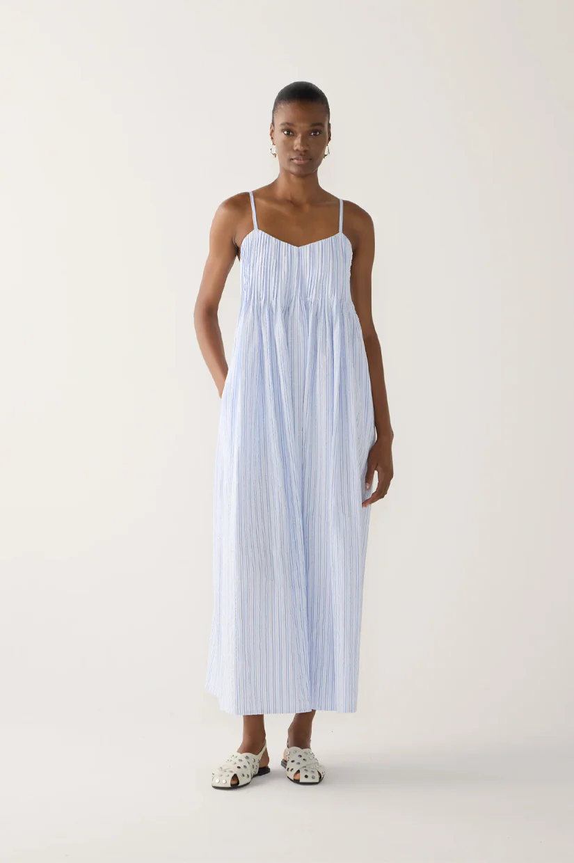Foemina Viv Dress - Blue Stripe Seersucker