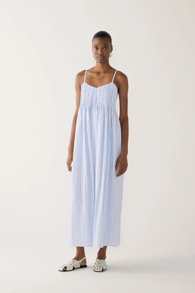 Foemina Viv Dress - Blue Stripe Seersucker - Image 2