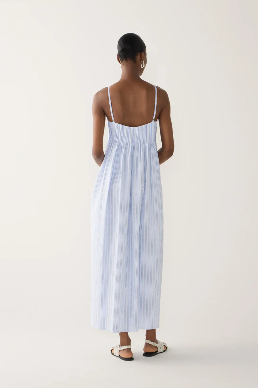 Foemina Viv Dress - Blue Stripe Seersucker - Image 3