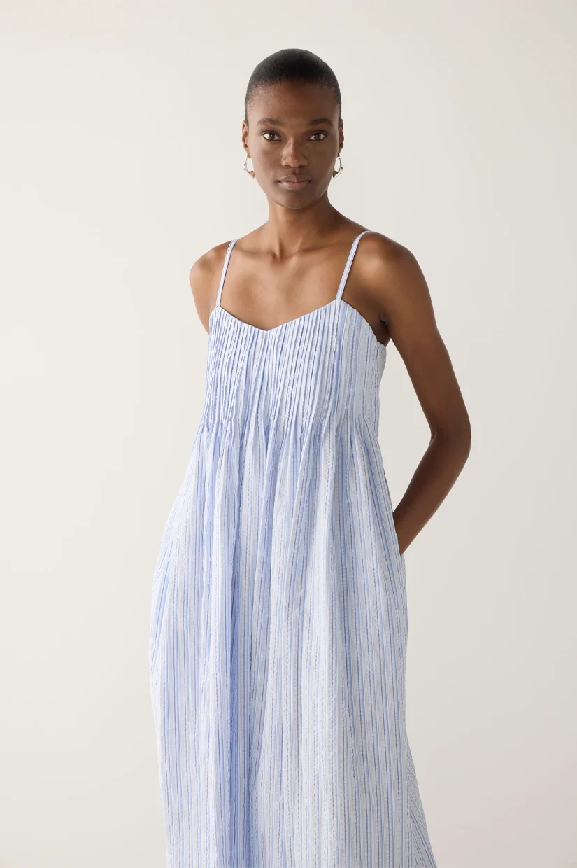 Foemina Viv Dress - Blue Stripe Seersucker - Image 4