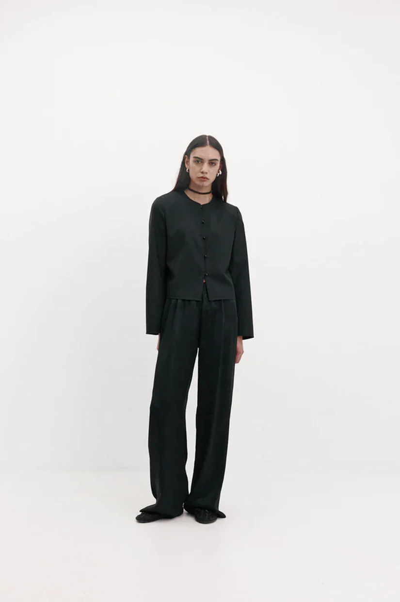 Harris Tapper Irving Trouser Jacquard Satin - Black