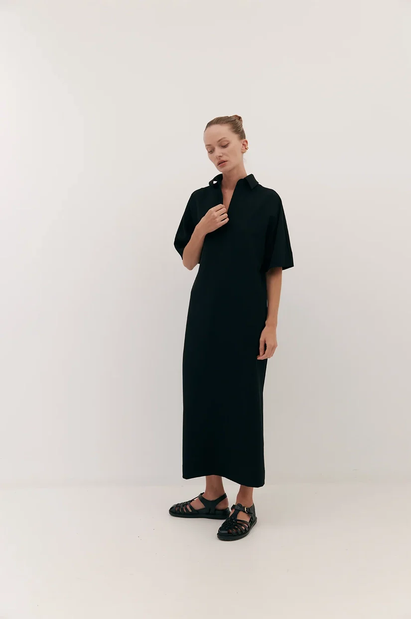 Harris Tapper Long Polo Dress - Black - Image 2