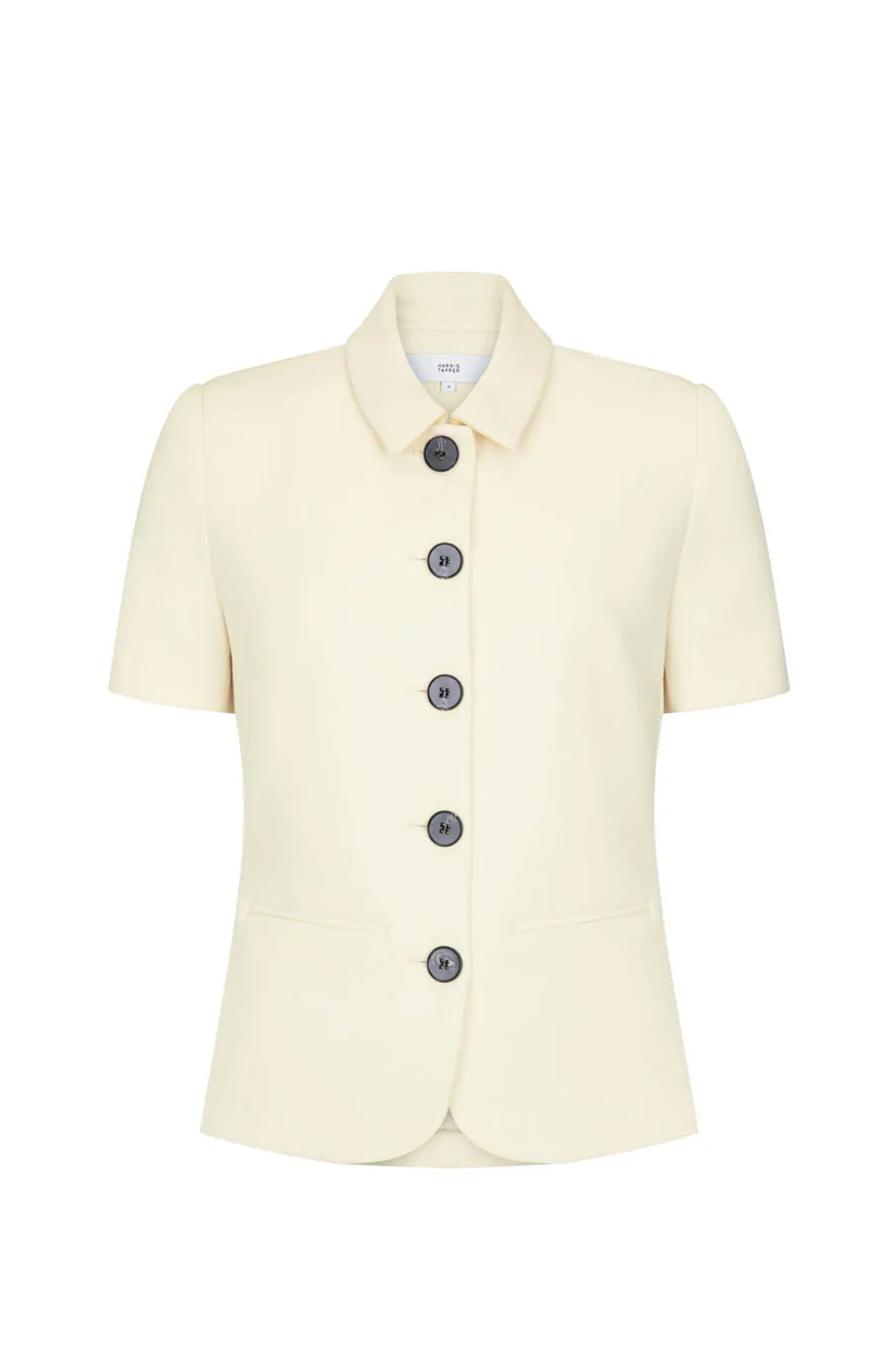 Harris Tapper Short Sleeve Bardot Blazer - Bone - Image 4