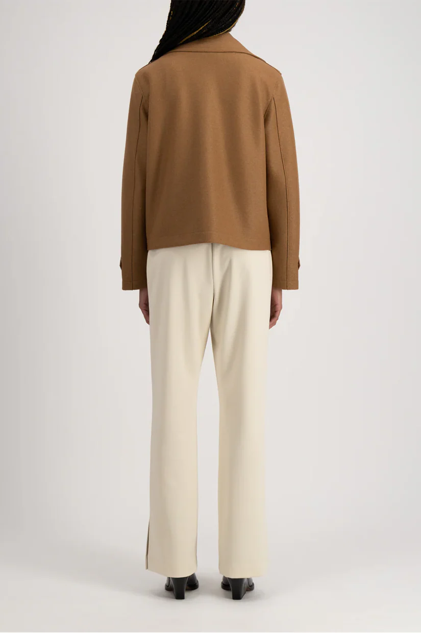 Harris Wharf London Cropped Peacoat - Toffee - Image 3