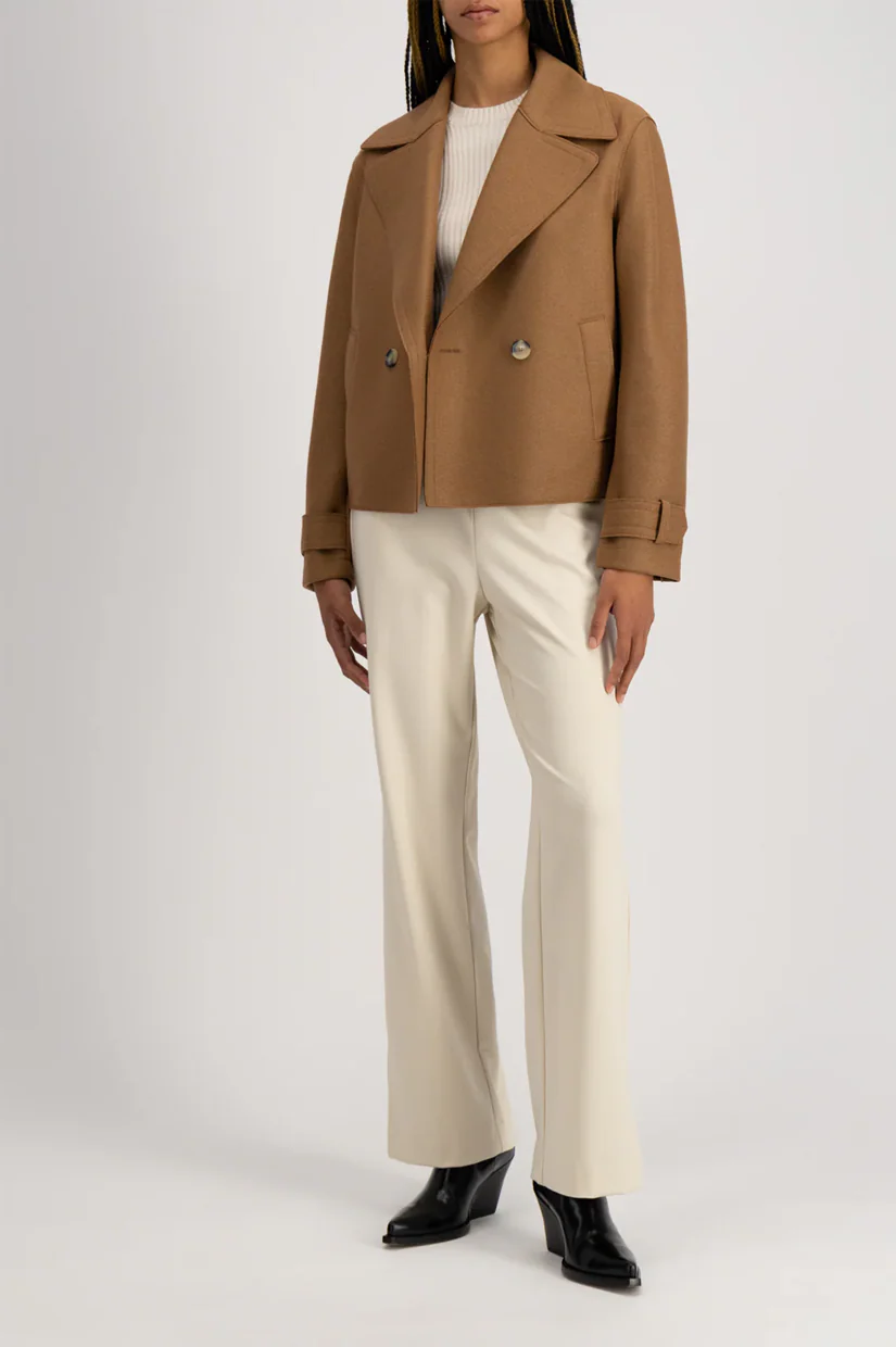 Harris Wharf London Cropped Peacoat - Toffee - Image 4