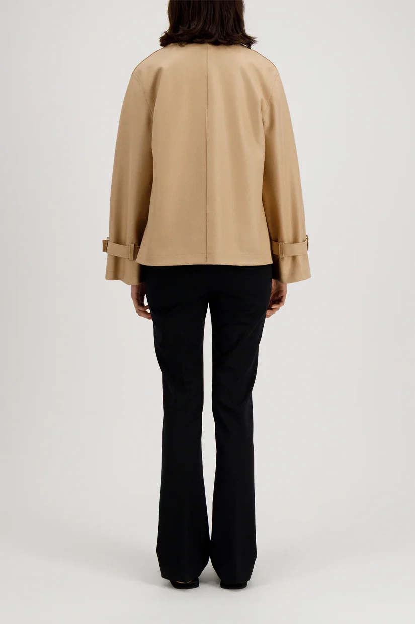 Harris Wharf London Oversized Short Trench Light Pressed Wool - Beige - Image 3