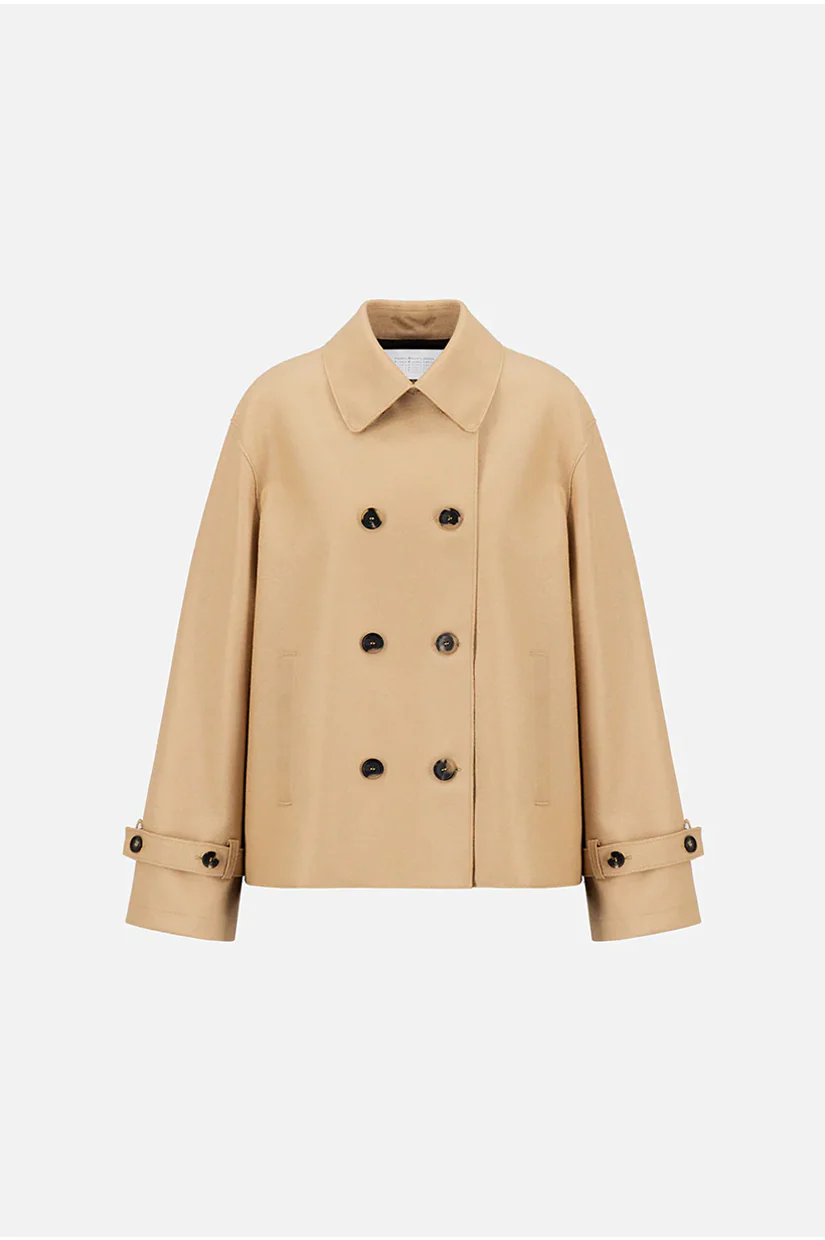 Harris Wharf London Oversized Short Trench Light Pressed Wool - Beige - Image 4