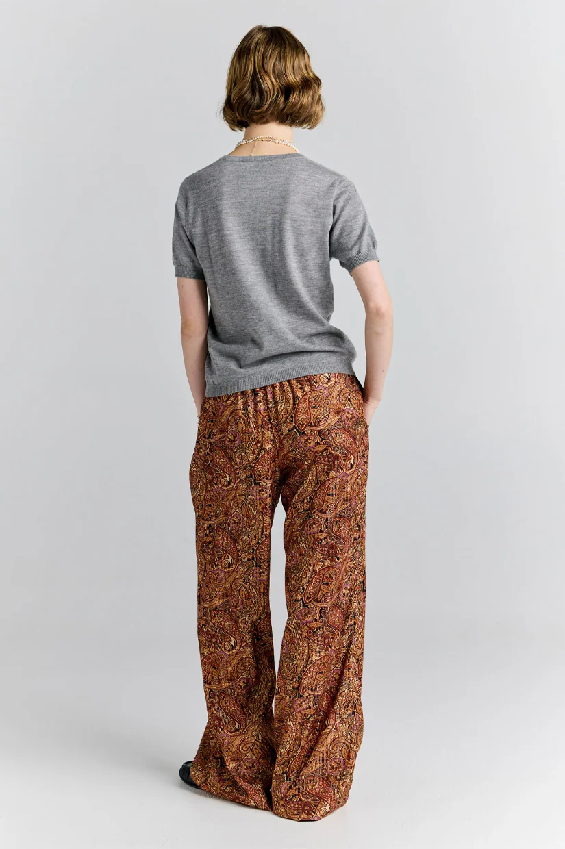 Karen Walker Palazzo Lounge Pants - Burgundy Multi - Image 3