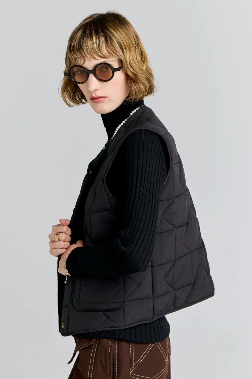 Karen Walker Quilted Drift Vest - Black - Image 2