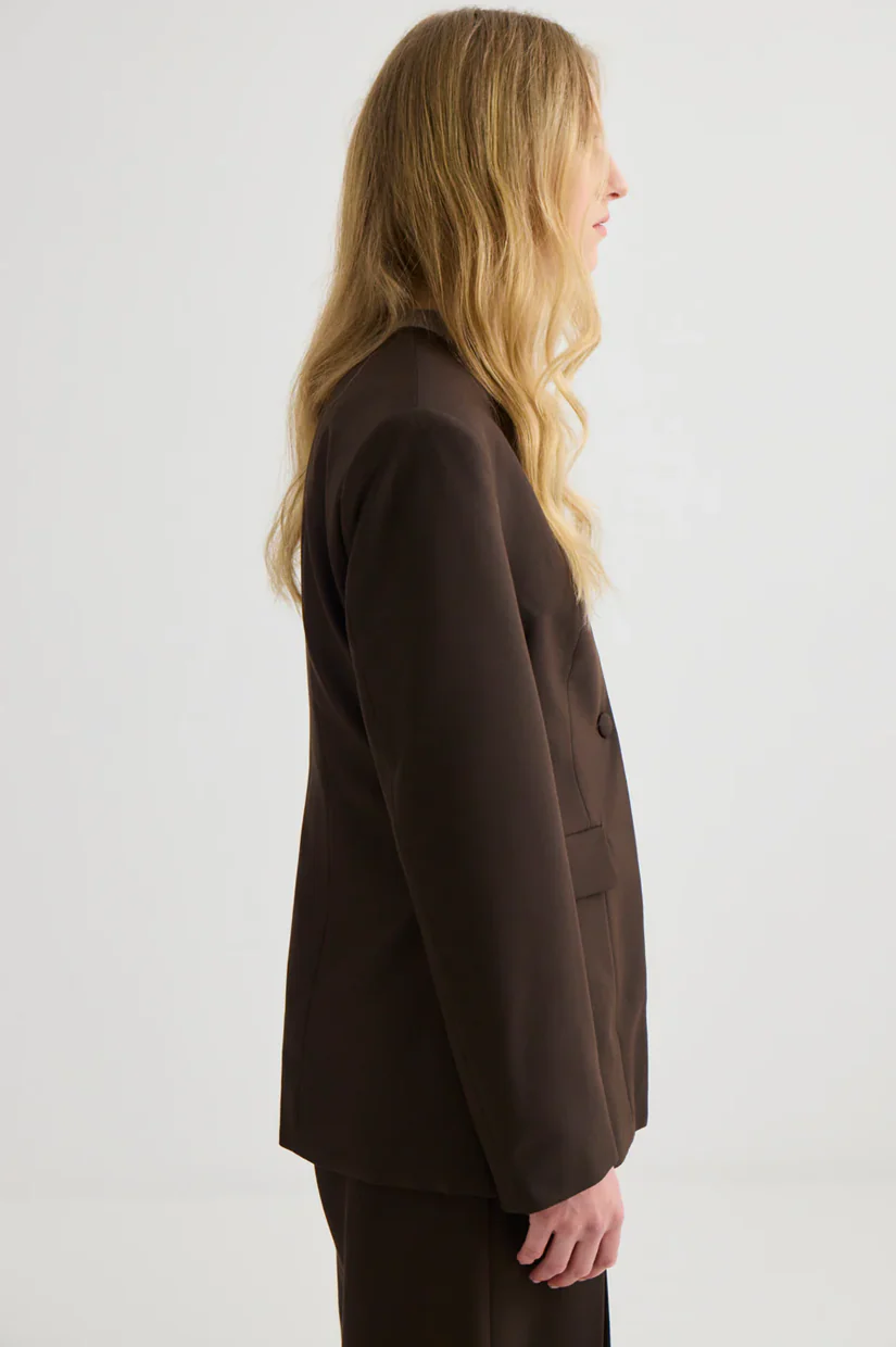 Laing Collarless Blazer - Truffle - Image 3