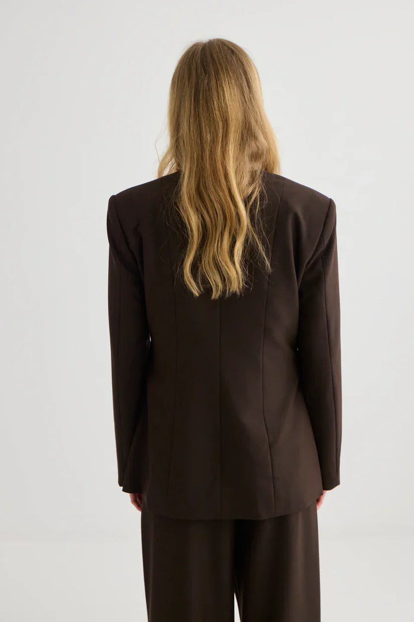 Laing Collarless Blazer - Truffle - Image 4
