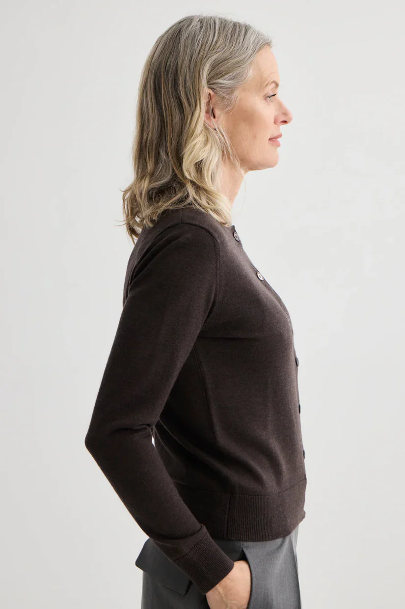 Laing Sylvia Merino Cardigan - Espresso - Image 4