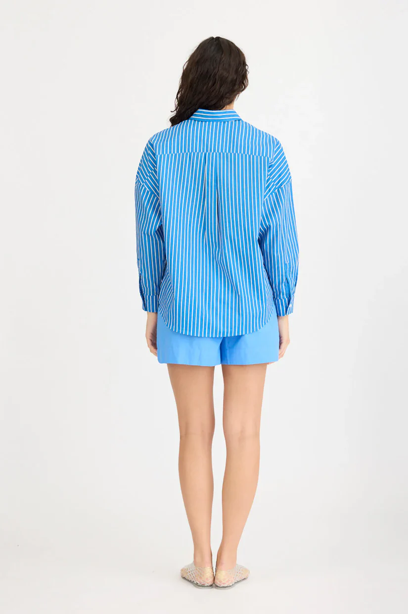 LMND Chiara Long Sleeve Shirt Stripe - Ink Blue Stripe - Image 3