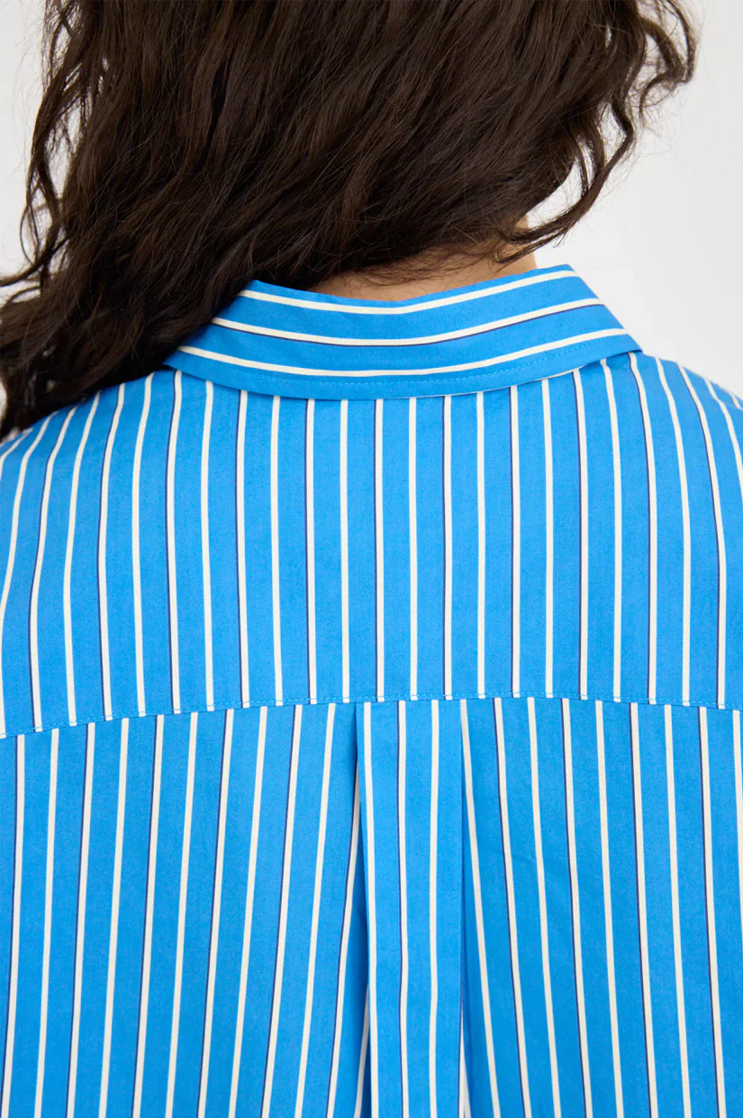 LMND Chiara Long Sleeve Shirt Stripe - Ink Blue Stripe - Image 4