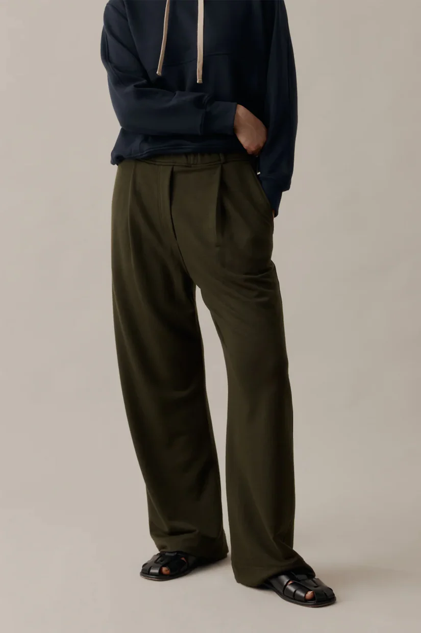 Longform Women's Wide Leg Merino Pant - Deep Forest