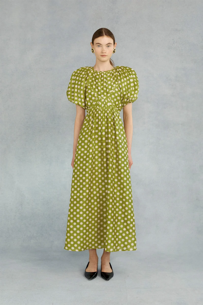 Lovaan Thea Midi Dress - Pear Spot