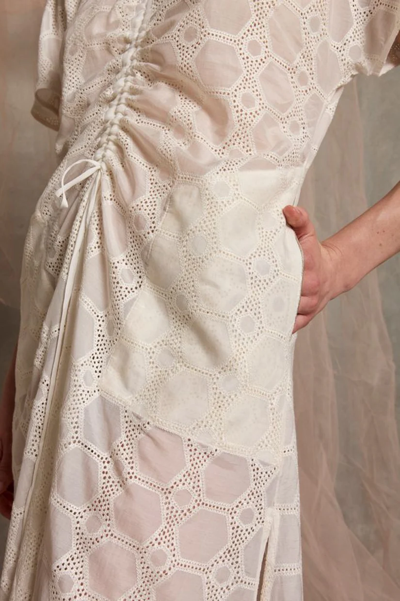 Luxe De Valentina Ionian Drawstring Midi Dress - White - Image 4