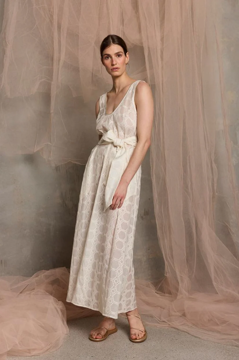 Luxe De Valentina Milazzo Belted Maxi Dress - White - Image 2