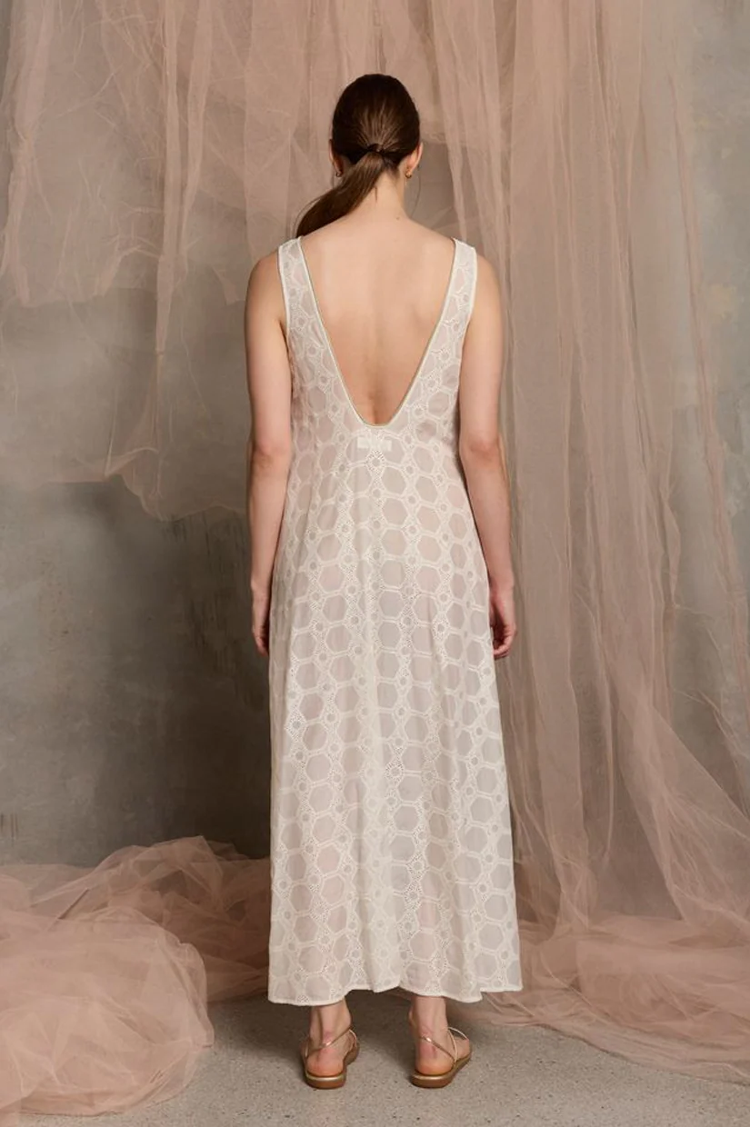 Luxe De Valentina Milazzo Belted Maxi Dress - White - Image 4