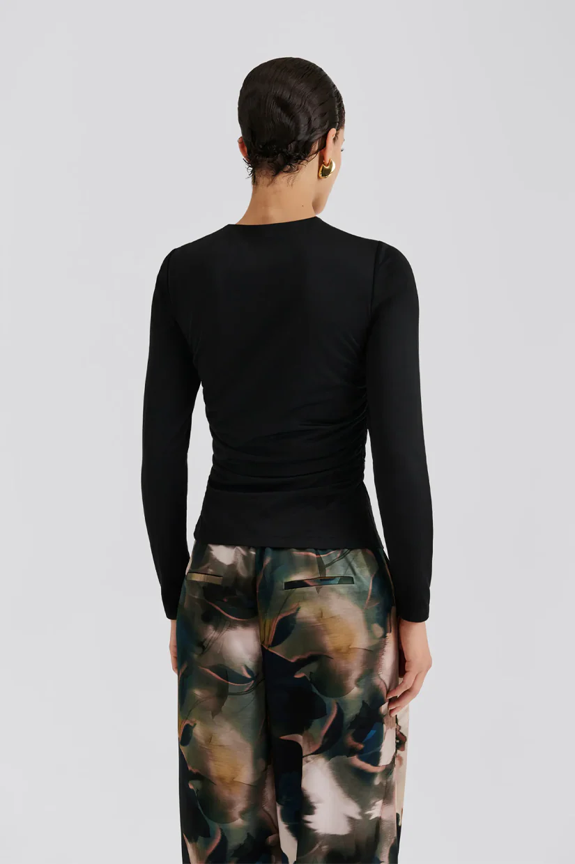 Malina Amela Embellished Long Sleeve Jersey Top - Black - Image 2